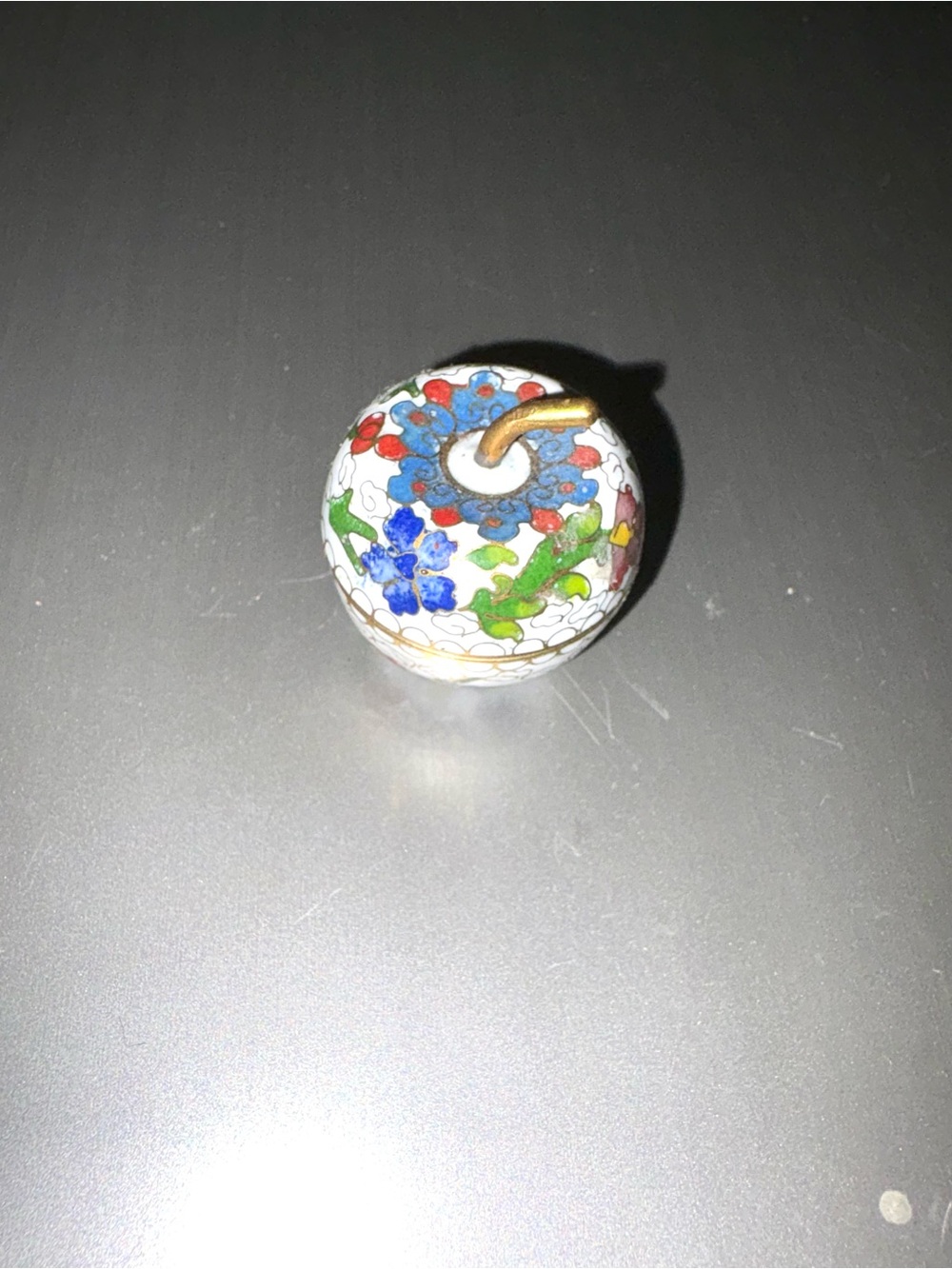 Decorative White Cloisonné Floral Bead Pendant